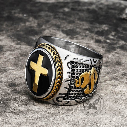 Retro Cross Stainless Steel Religious Ring