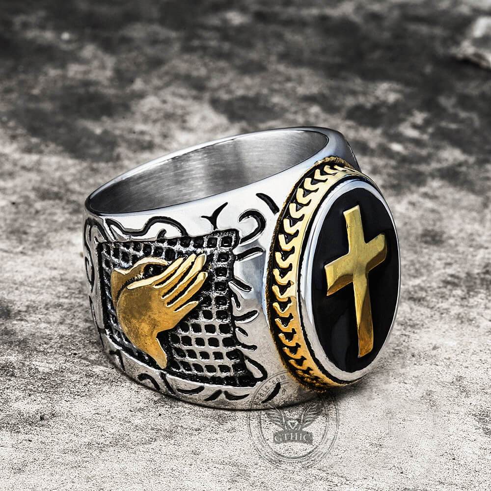Retro Cross Stainless Steel Religious Ring