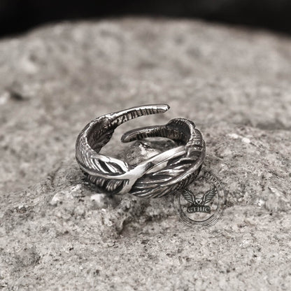 Retro Feather-shaped Stainless Steel Ring