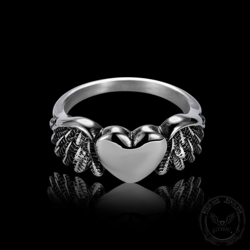Retro Flying Love Stainless Steel Punk Ring
