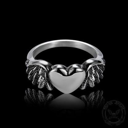 Retro Flying Love Stainless Steel Punk Ring