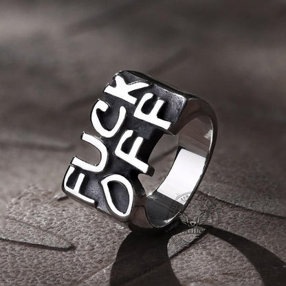 Retro FUCK OFF Stainless Steel Ring