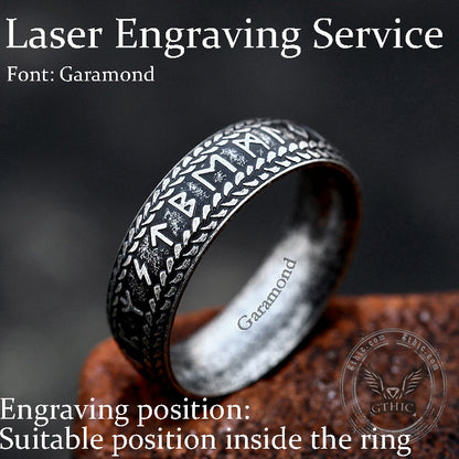 Retro Futhark Runes Stainless Steel Ring