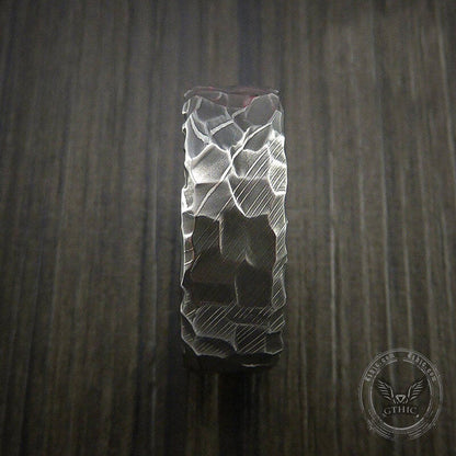 Retro Hammered Damascus Steel Ring