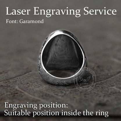 Retro Pattern Gem Stainless Steel Ring