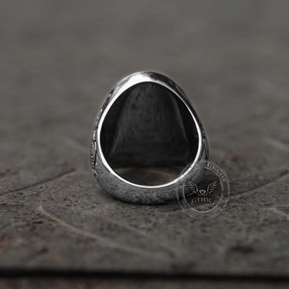 Retro Pattern Gem Stainless Steel Ring