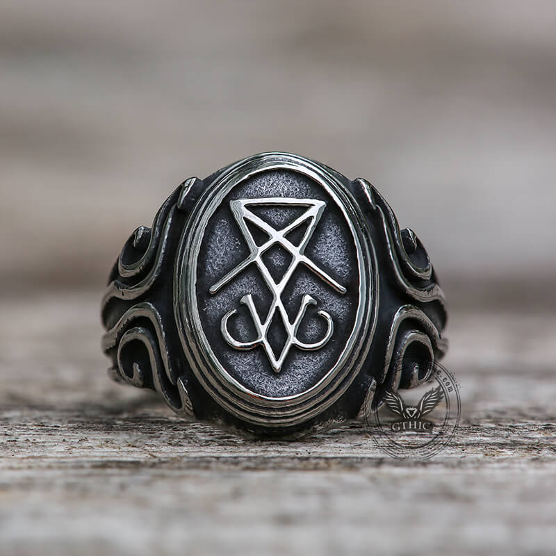 Retro Sigil of Lucifer Stainless Steel Ring