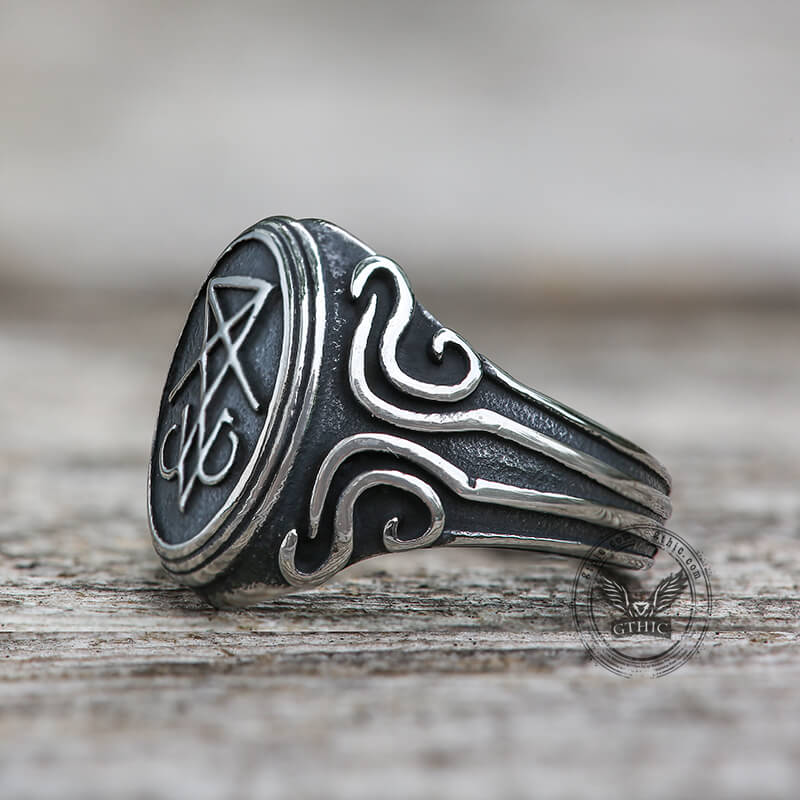Retro Sigil of Lucifer Stainless Steel Ring