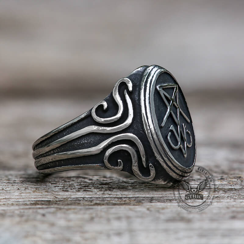 Retro Sigil of Lucifer Stainless Steel Ring