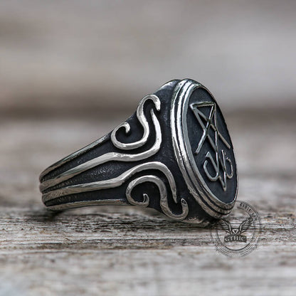 Retro Sigil of Lucifer Stainless Steel Ring