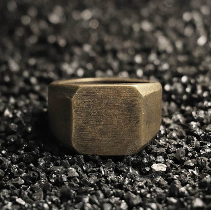 Retro Simple Plain Stainless Steel Square Ring