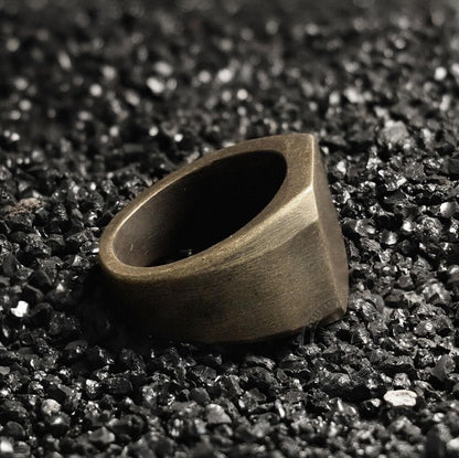 Retro Simple Plain Stainless Steel Square Ring