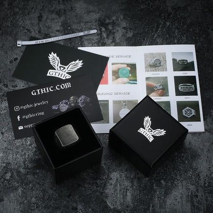 Retro Simple Plain Stainless Steel Square Ring