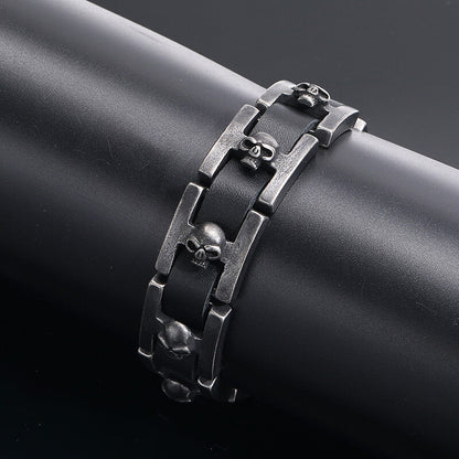Retro Skull Heads Watch Buckle Stainless Steel Bracelet