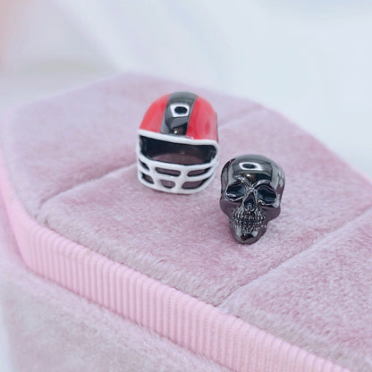 Black Skull and Helmet Gothic DIY Charm