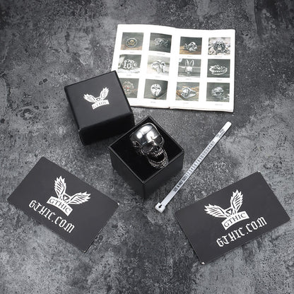 Roaring Stainless Steel Skull Ring