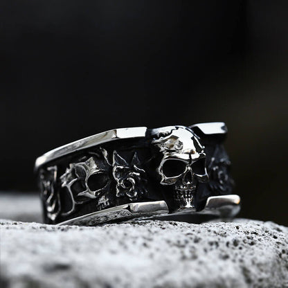 Rose Skull Stainless Steel Goth Ring