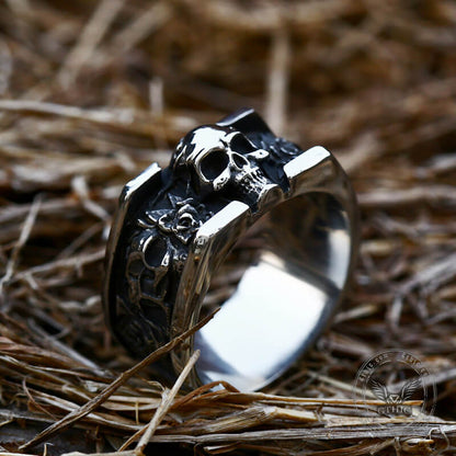 Rose Skull Stainless Steel Goth Ring