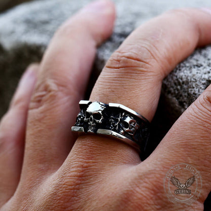 Rose Skull Stainless Steel Goth Ring