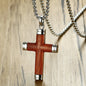 Rosewood Cross Titanium Steel Religion Pendant