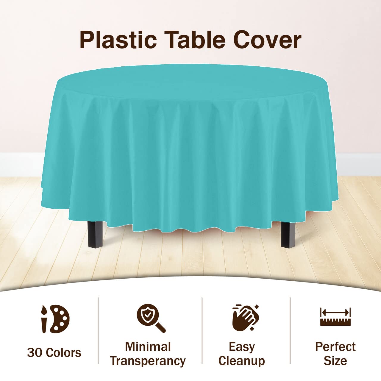 Premium Round Aqua Blue Plastic Table Cover