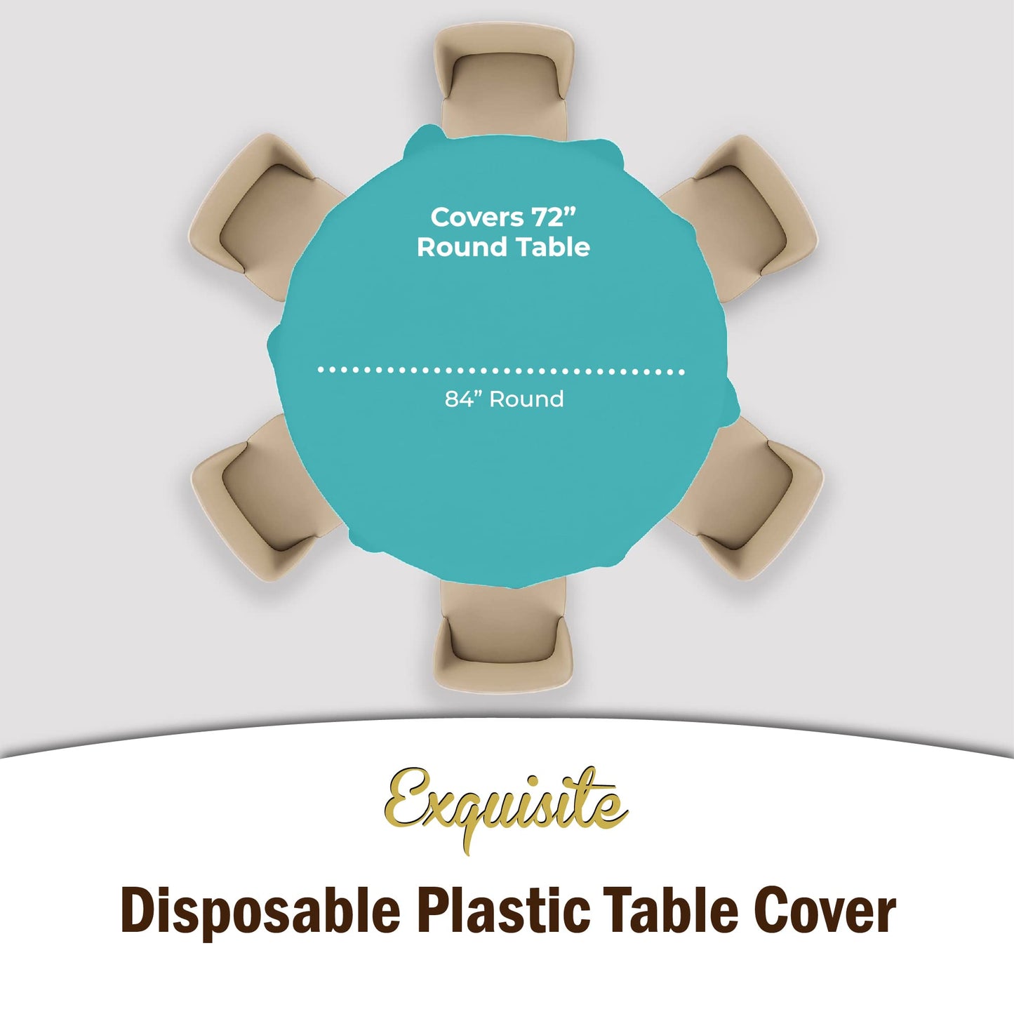 Premium Round Aqua Blue Plastic Table Cover