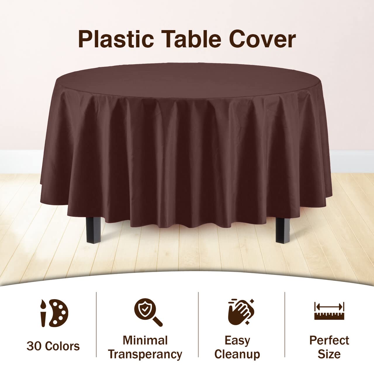 Round Brown Plastic Table Cover