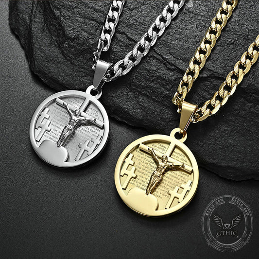 Round Shaped Crucifixion of Jesus Cross Pendant