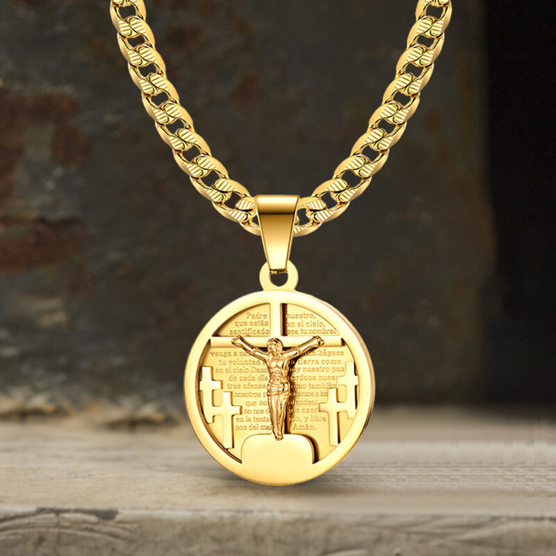 Round Shaped Crucifixion of Jesus Cross Pendant
