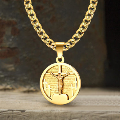 Round Shaped Crucifixion of Jesus Cross Pendant