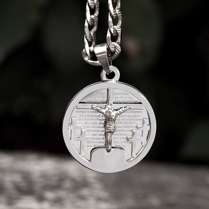 Round Shaped Crucifixion of Jesus Cross Pendant