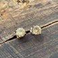 Round Square Stainless Steel Gemstone Stud Earrings