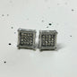 Round Square Stainless Steel Gemstone Stud Earrings