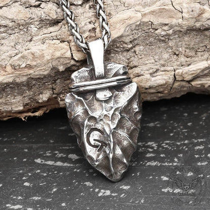 Rune Stone Arrow Stainless Steel Viking Pendant