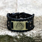 Runes Valknut Wristband Alloy Leather Viking Bracelet