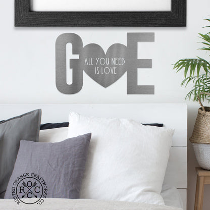 Initials & Heart Monogram - Large Metal Custom Family Name Heart Sign
