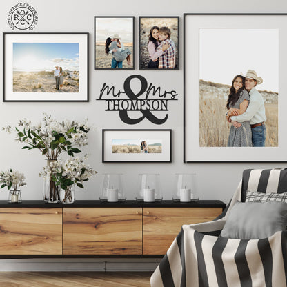 Mr and Mrs Personalized Name Sign - Couple Gifts Wall Decor For Bedroom