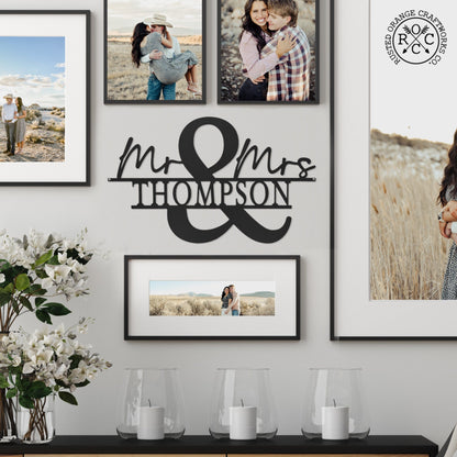 Mr and Mrs Personalized Name Sign - Couple Gifts Wall Decor For Bedroom