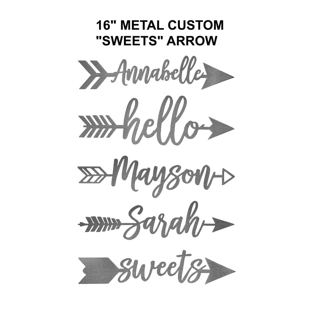 Sweets Arrow - 5 Styles - Personalized Metal Name Sign for Wall Decor