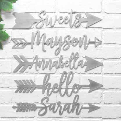 Sweets Arrow - 5 Styles - Personalized Metal Name Sign for Wall Decor
