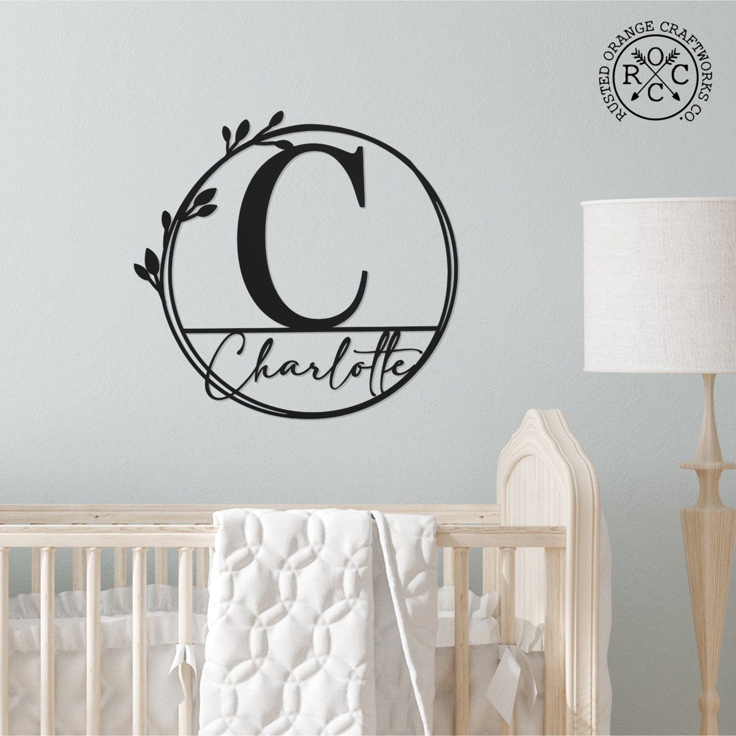 Floral Leaves - Outdoor Monogram Wreaths for Front Door - Monogram Wall Decor Metal Initial Signs