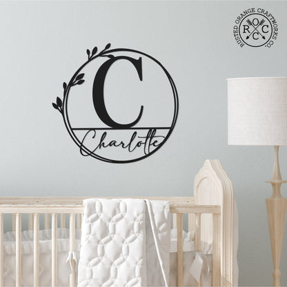 Floral Leaves - Outdoor Monogram Wreaths for Front Door - Monogram Wall Decor Metal Initial Signs
