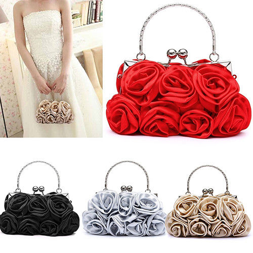 AnnMarie - Satin Rose Bridal Handbag Clutch - More Colors