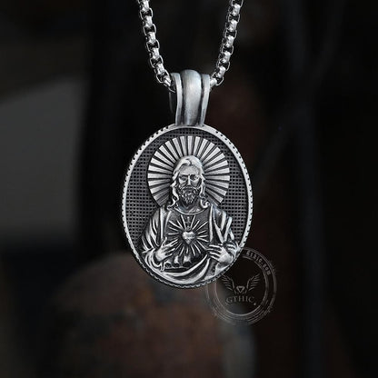 Sacred Heart of Jesus Pure Tin Necklace