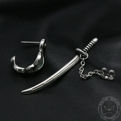 Samurai Sword Stainless Steel Stud Earrings