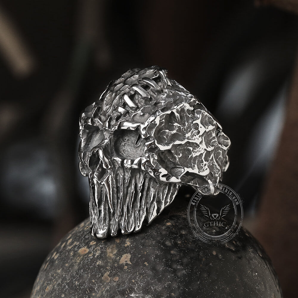 Scar Crack Stainless Steel Skull Ring