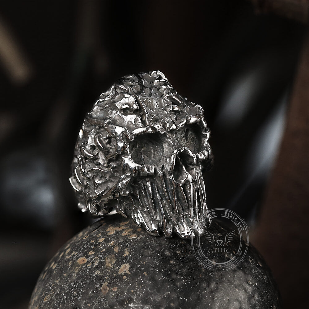Scar Crack Stainless Steel Skull Ring