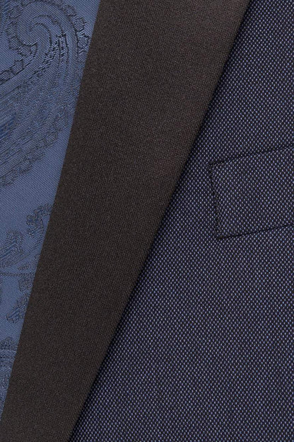 "Sebastian" Indigo Pindot Tuxedo Jacket Shawl (Separates)