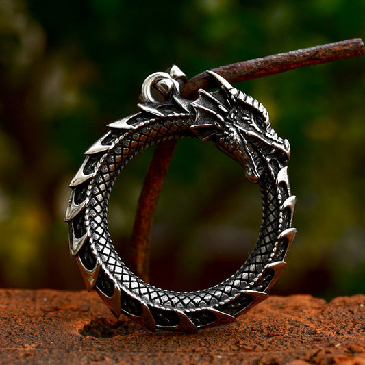 Self-Devourer Pure Tin Ouroboros Necklace