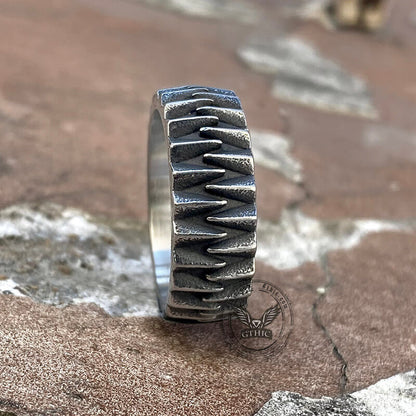 Sharp Teeth Stainless Steel Band Ring